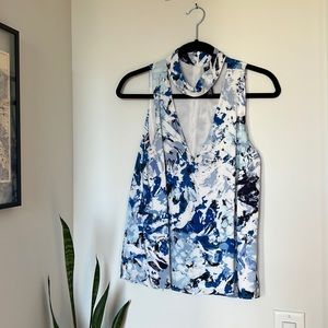 Lord & Taylor Blue Floral Tank